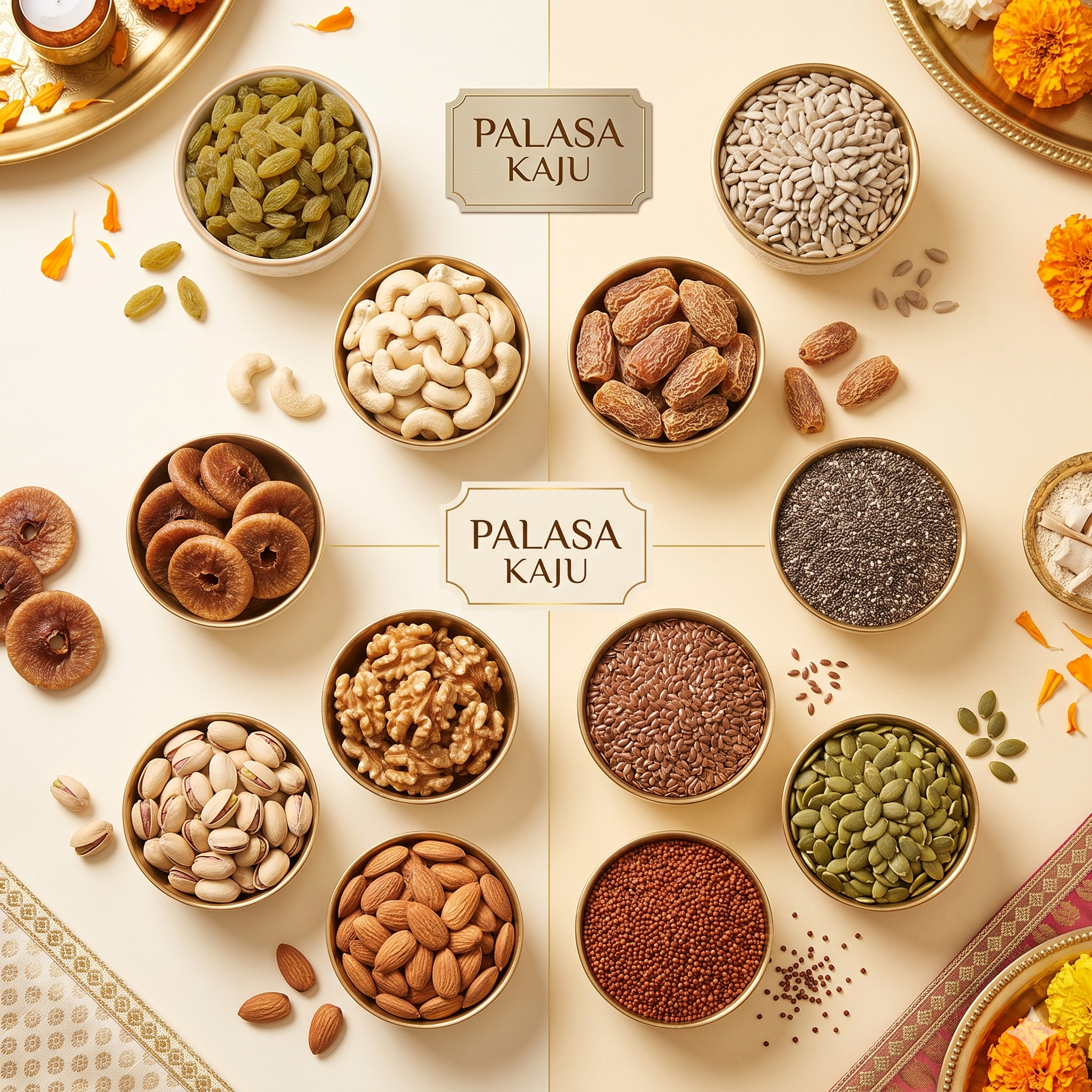 1792304062268 Rs. 999/- 12 Items Premium Dry Fruits Combo Pack of 12 | Almonds, Cashews, Raisins, Walnut Kernels & Anjeer | 100g Each | Total 1200g - Image 1